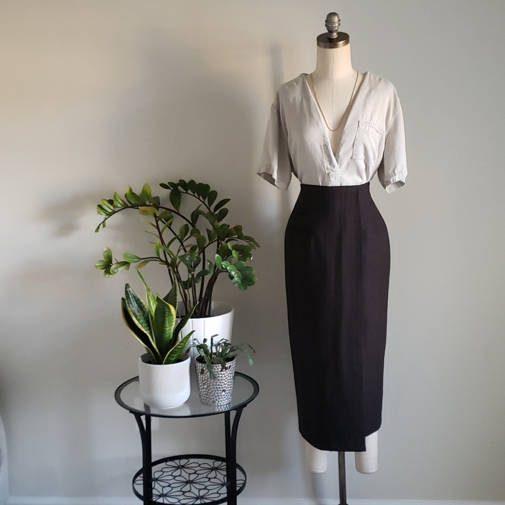 Vintage Giorgio Sant Angelo Wool Pinstripe Skirt